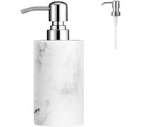 Luxspire Botellas de Dispensador de Resina, Tarro de Resina Decorativo, Recipiente Rellenable de Botellas de Bomba Dispensadores de Mano para Jabón Líquido, Champú y Gel de Ducha - Mármol Blanco
