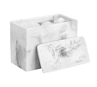 Luxspire Caja de Algodón Bastoncillos con 2 Compartimentos con Tapa, Algodón de Maquillaje, Maquillaje Contenedor, Versátiles Frascos Almacenamiento 13.5 x 7 x 9.5cm - Grava Blanca