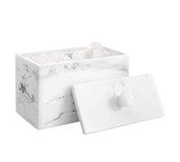 Luxspire Caja de Algodón Bastoncillos con 2 Compartimentos con Tapa, Algodón de Maquillaje, Maquillaje Contenedor, Versátiles Frascos Almacenamiento 13.5 x 7 x 9.5cm - Ink Blanca