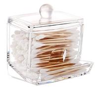 Luxspire Caja de Almacenamiento de Hisopos de algodón con Tapa, Transparente Sostenedor Acrílico de Algodón y Esponja con Cubierta Contenedor de Hisopos con Tapón