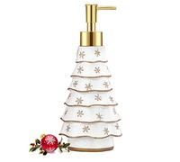 Luxspire Dispensador de Jabón Líquido de Resina, Botella Dispensadora de Jabón de 300 ml, Dispensadores de Jabón de Manos para Fregadero Cocina Encimeras, Decoración Navideña de Baño, Árbol de Nieve