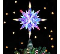 Luxspire Estrella para Copa del Árbol Navidad,25CM Topper Iluminado con Cable USB Mando a Distancia,Adorno Metal LED para Árbol,Decoración Vintage Moderna para Hogar Fiesta,Bethlehem Star-Colorful