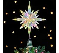 Luxspire Estrella para Copa del Árbol Navidad,25CM Topper Iluminado con Cable USB Mando a Distancia,Adorno Metal LED para Árbol,Decoración Vintage Moderna para Hogar Fiesta,Bethlehem Star-Warm Light