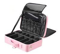 Luxspire Estuche Profesional de Maquillaje de 3 Capas, Maletín de Viaje Grande Organizador de Cosméticos con Espejo y Correa, Portapinceles y Bolsa de Almacenamiento para Artistas, Rosa