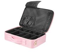 Luxspire Gran Neceser de Viaje con Asa Ajustable, Organizador de Maquillaje de 3 Compartimentos, Bolsa de Aseo con Cremallera para Mujeres y Profesionales, Rosa