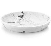 Luxspire Jabonera de Resina y Grava, Plato de Jabón Elíptica con Patrón de Mármol, Bandeja de Jabón para Duchar en Baño o Hogar - Grava Blanca