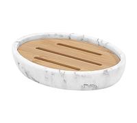Luxspire Jabonera Oval de Jabón de Resina de Cuarto de Baño, Bandeja de Joyería, Decoración de Hogar, Salón y Dormitorio, Plato Organizador para Velas, Jabón, Toalla, Planta - Grava Blanco