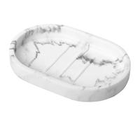 Luxspire Jabonera Ovalada Contenedor de Jabón para Lavabo de Baño y Mostrador de Cocina, Diseño Elevado, Grava Blanca