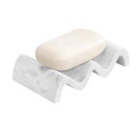 Luxspire Jabonera para Baño, Bandeja de Jabón Baño de Resina de Auto-Drenaje con Patrón de Mármol para Fregadero Cocina Lavabo, Soporte de Jabón Ducha para Esponjas Estropajos Porta Jabón,Grava Blanco