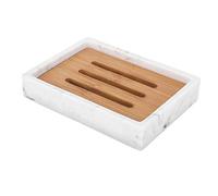 Luxspire Jabonera Rectángula de Jabón de Resina de Cuarto de Baño, Bandeja de Joyería, Decoración de Hogar, Salón y Dormitorio, Plato Organizador para Velas, Jabón, Toalla, Planta - Ink Blanco
