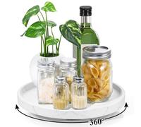 Luxspire Organizador Lazy Susan para Baño, 360° Bandejas Giratorias Cocina de Diámetro: 27cm de Resina para Armario Comedor Mesa, Especiero Giratorio Cocina para Botellas Cosmético, Grava Blanca