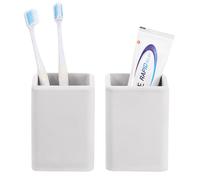 Luxspire Portacepillos de Dientes 2 Paquetes, Portacepillos de Dientes de Secado Rápido para Baño, Vasos de Diatomita para Cepillos de Dientes, Portacepillos de Dientes y Pasta de Dientes, Gris Claro