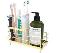 Luxspire - Portacepillos de Dientes de Acero Inoxidable con 6 Ranuras para Cocina, Accesorios de baño para encimera del Fregadero, Oro