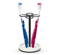 Luxspire Portacepillos de Dientes, Soporte para Cepillos de Dientes con 4 Ranuras, Portacepillos de Dientes de Acero Inoxidable con Base de Tierra de Diatomeas, para Baño, Hogar, Hotel, Negro Mate