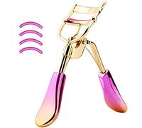 Luxspire Rizador de Pestaña con 4Pcs Almohadillas de Rellenar, Professional Portátil Rizador Pestañal Metal, Aptas para Toda Forma de Ojos, Forma Duradera Cómodo de Usar, Burdeos