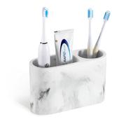 Luxspire Soporte para cepillo de dientes, 2 ranuras para cepillos de dientes y pasta de dientes para baños, soporte de cepillo de dientes de resina, soporte para cepillo de dientes eléctrico, para