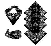 LuxStellar Bandana negra, 4 unidades, bandana para hombre con estampado de calavera, pañuelo de algodón ideal para ropa urbana, motociclistas, actividades al aire libre y accesorios de moda elegantes