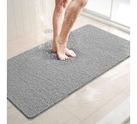 LuxStep Tapete de ducha para bañera, 36 x 16 pulgadas, tapete de baño antideslizante con drenaje, tapete de baño de PVC de secado rápido para bañera, ducha, baño (libre de ftalatos, gris)