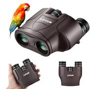 LUXUN Prismáticos Pequeños 10 x 25 - Prismáticos para Niños y Adultos, Compactos, Ligeros, Prisma BAK4, Ideales para Viajes, Senderismo, Deportes y Observación de la Naturaleza (Marrón)