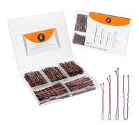 Luxurecourt - Juego de 300 horquillas marrones de 3 tamaños surtidos de horquillas pequeñas y grandes de + horquillas de pelo en forma de U de tamaño regular para moños, estilo recogido