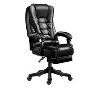 Luxurious Leather Executive Office Chair with Wheels, Adjustable Backrest, and Retractable Footrest - Modern High Back Desk Chair for Home Office, Computer Chair for Bedroom and Study Room To pur