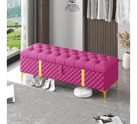 Luxurious Pink Storage Ottoman Bench Modern Leather Upholstered End of Bed Storage Chest Stylish Bedroom Bench (Size: 31x16x18 Inches)
