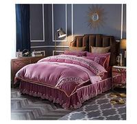 Luxurious Soft Bed Sheet Almohada Dórmes Cubos Juego Cama de otoño/Invierno Down Base Fase Cover Luxury Bedding para Family Hotel (Wine Red King * 240cm)