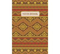 Luxurious Thai Geometric Notebook - Gold & Red on Brown: Perfect for writing, journaling, and planning. Size 6 x 9 inches and 120 Lined Pages.