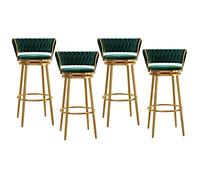 Luxurious Velvet Barstools with Woven Backrest Swivel Pub Chair Set for Home Kitchen Stylish Footrest Bar Stool Available in 1/2/3/4 Elegant Black Design