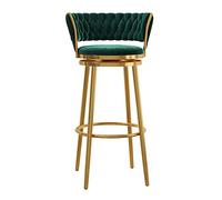 Luxurious Velvet Round Bar Stools with Woven Backrest Swivel Design Set of 1/2/3/4 Perfect for Kitchen & Home Bars Comfortable Footrest Modern Black Finish