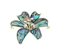 Luxurious Vintage Madre-of-Pearl Lily Brooch-Chic Champagne Gold-Tone con circonio cúbico-Accesorio de pelucos de moda y joyas de cheongsam