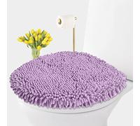 LuxUrux Funda para tapa de inodoro, asiento de felpa extrasuave, lavable, microfibra lanuda estándar, para baño, lavar y secar a máquina (18 x 18 pulgadas, lavanda)