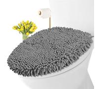 LuxUrux Funda para tapa de inodoro con banda elástica de ajuste elástico, funda antideslizante de microfibra de felpilla para baño, felpa suave, lavar y secar a máquina, aspecto cómodo y limpio (18 x