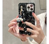 Luxury 3D Diamond Pearl Poodle Bracelet Chain Phone Case For Iphone 11 12 Pro Max Mini X Xr Xs 7 8 Plus Soft Protective Cover,White,For Iphone 11, YHNNH, Black,