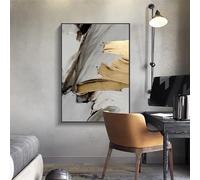 Luxury Abstract Gray Golden Canvas Painting Wall Art Canvas Prints Pictures for Living Room Modern Home Decor(50x70cm/Frameless)
