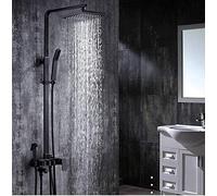 Luxury Bathroom Black Oil Brushed Square Rain Shower Set Shower Faucet Brass Bath &Shower Faucet Set Wall Mounted