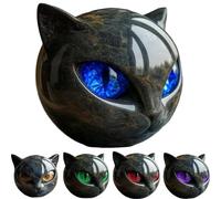 Luxury Black Cat Stone Sculpture - Cat Statue - Elegant Home DéCor & Gift-Ready Art Piece, Hand-Carved Crystal & Healing Stone, Cute Gemstone Decoration Gift For Cat Lovers (Blue)