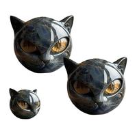 Luxury Black Cat Stone Sculpture - Elegant Home Décor & Gift-Ready Art Piece, Black Obsidian Crystal Gemstone Cat, Healing Stones Carved Home Decor, Hand-Carved Decoration Gemstones Gifts (2Pcs)