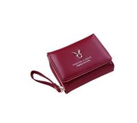 Luxury Brand - Cartera pequeña para mujer, tarjetero, billetera corta con monedero para mujer, piel sintética, mini bolso de mano, Red, Talla única
