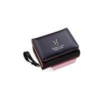 Luxury Brand - Cartera pequeña para mujer, tarjetero, billetera corta con monedero para mujer, piel sintética, mini bolso de mano, Black, Talla única