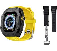 Luxury Carbon Fiber Watch Case With 2 Band Modification Kit,For 8 Ultra 49mm,Silicone Rubber Watch Strap Cover Retrofit Set,For iWatch 8 7 6 5 4 SE 45mm 44mm