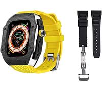 Luxury Carbon Fiber Watch Case With 2 Band Modification Kit,For 8 Ultra 49mm,Silicone Rubber Watch Strap Cover Retrofit Set,For iWatch 8 7 6 5 4 SE 45mm 44mm