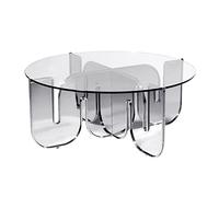 Luxury Coffee Table/Nordic Simple and Creative Acrylic End Table/Living Room Round Glass Transparent Coffee Table Side Table for Bedroom and Office Room Deco Art Furniture Black 80x40cm (Silver 70x40