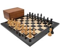 Luxury Competition Staunton - Juego de ajedrez con anegre negro de 45 cm y tablero de arce y caja de palisandro