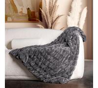 Luxury Concepts Manta Ligera de Piel sintética de Conejo, Fruncida, Elegante, Resistente a Las Arrugas, antiestática y Lavable para sofá, Cama, 50 x 60 Pulgadas, Color Gris Oscuro