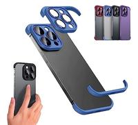 Luxury Corner Edge Pad Lens Protector for iPhone 14/13/12 Pro MAX, Case and Camera Lens Protector with Silicone Bumper, Frameless Slim/Ultra-Thin Lightweight Case (For iPhone 13,Blue)