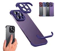 Luxury Corner Edge Pad Lens Protector for iPhone 14/13/12 Pro MAX, Case and Camera Lens Protector with Silicone Bumper, Frameless Slim/Ultra-Thin Lightweight Case (For iPhone 14Pro,Purple)