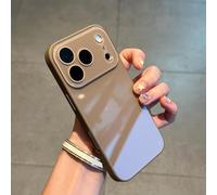 Luxury Crystal Texture Solid Color Phone Case, Silky Skin Feel Shockproof Case for iPhone 17 Pro MAX, Magnetic Full-Coverage Crystal Lens Protective Cases (Brown,16)