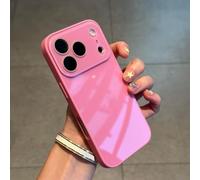 Luxury Crystal Texture Solid Color Phone Case, Silky Skin Feel Shockproof Case for iPhone 17 Pro MAX, Magnetic Full-Coverage Crystal Lens Protective Cases (Pink,16PROMAX)