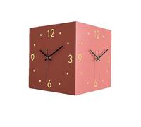 Luxury Double-Sided Corner Wall Clock, Double Sided Corne Wall Clock, Square Digital, with LED Light, with Numeral Scale, Silent timekeeping, for Living Room, Bedroom, Home Decorative.(Pink)